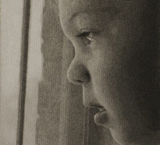 At the Window — charcoal on paper by Jenny Lyon