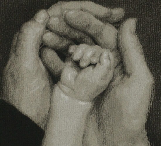 Hold Infinity in the Palm of Your Hands — charcoal on paper by Jenny Lyon