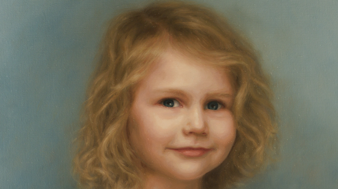 child portrait oil painting by Atlanta portrait artist Jenny Lyon detail