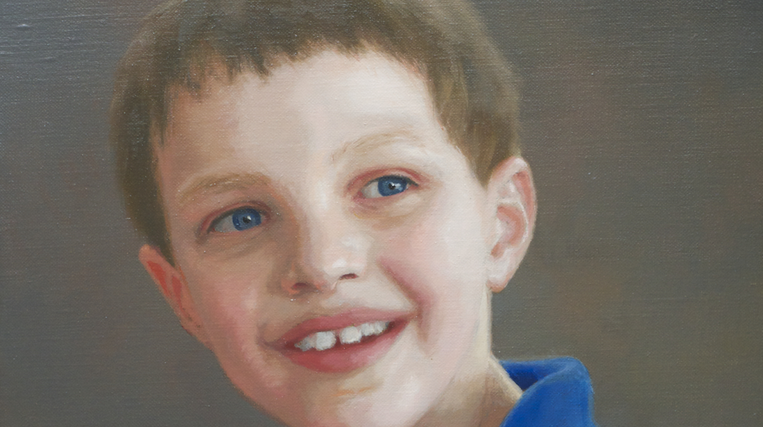 child portrait oil painting by Atlanta portrait artist Jenny Lyon detail